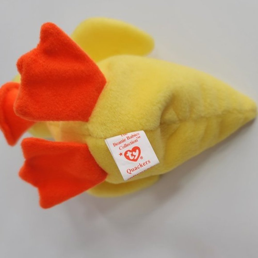 Ty Beanie Baby Quackers Duck‎ 1993 6in Yellow Orange Plush - Picture 5 of 6